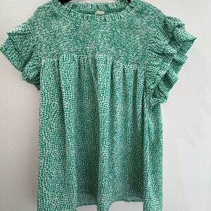 Dixie Green Patterned Smocked Blouse
